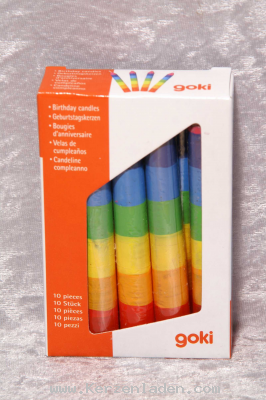 Geburtstagskerzen, Regenbogen-Farben, 10 Stück in der Packung