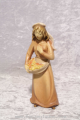 Hirtenmädchen mit Korb Leonardo Holzkrippenfigur der Südtiroler Holzschnitzerei Dolfi Handbemalt