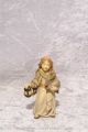 Hirtenmädchen mit Laterne und Hase Matteo Holzkrippenfigur der Südtiroler Holzschnitzerei Dolfi Handbemalt