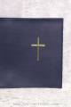 blaue Einsteckhülle mit Kreuz gold Nappa soft Kunstleder für das neue Gotteslob 