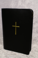 schwarz Großdruck Kunstleder Nappa Soft  Gebetbuchhülle mit Kreuz gold und Metall-Reißverschluss