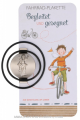 Schutzengel Begleiter für das Fahrrad Fahrrad-Plakette Junge aus rostfreiem Metall durchmesser 3cm, mit dehnbarem Gummiring zur Befestigung am Fahrrad